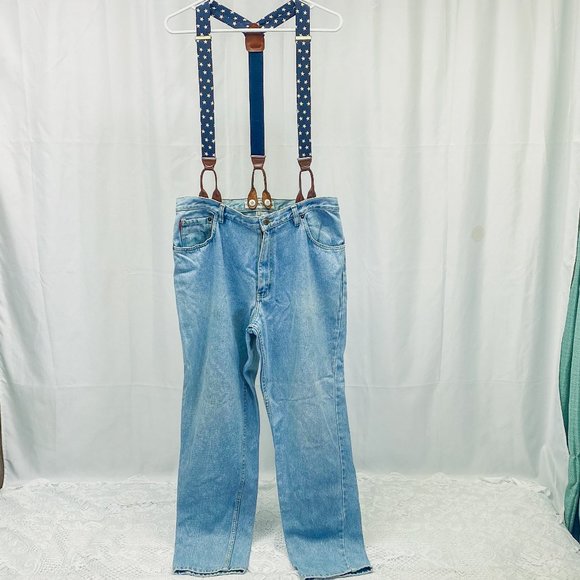 【U LAN】Benny Suspenders Denim Setup Bugle Boy | Jeans | Mens Vintage Denim Jeans Suspenders